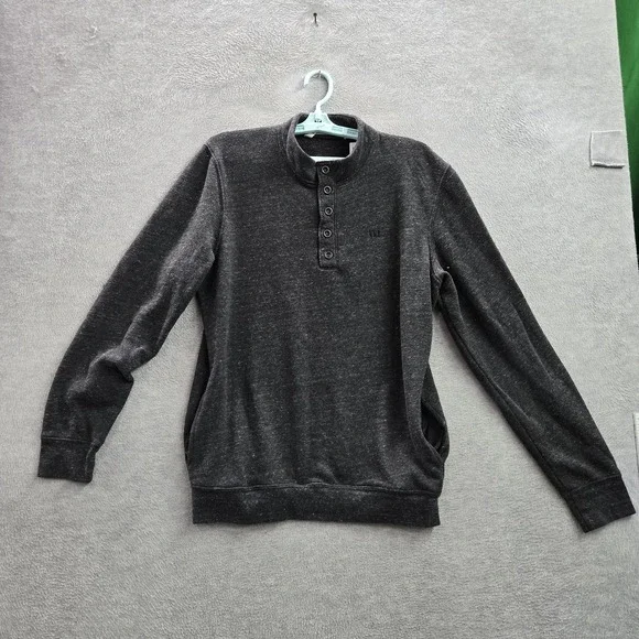 Travis Mathew Men Sweater M Charcoal Button Henley Long Sleeve - Picture 1 of 8